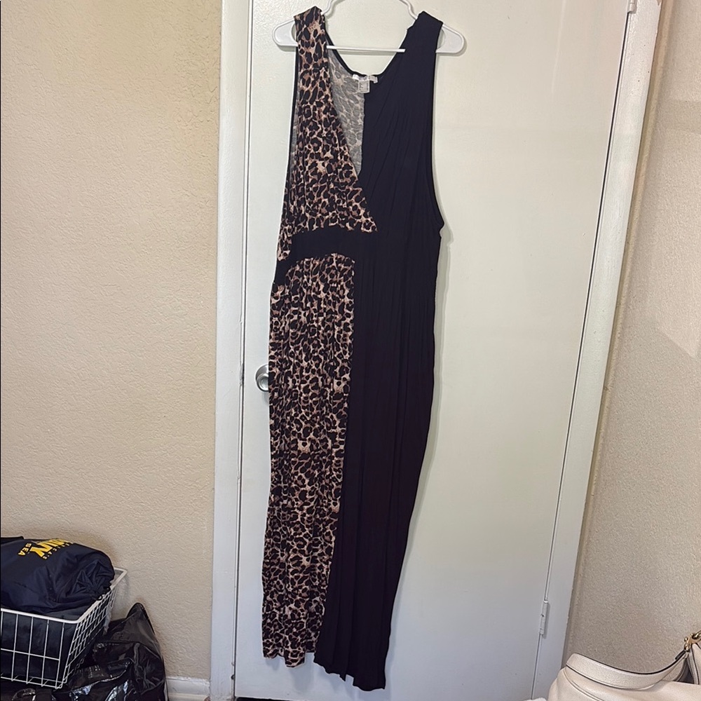 Leopard Print and Black Women's Dress